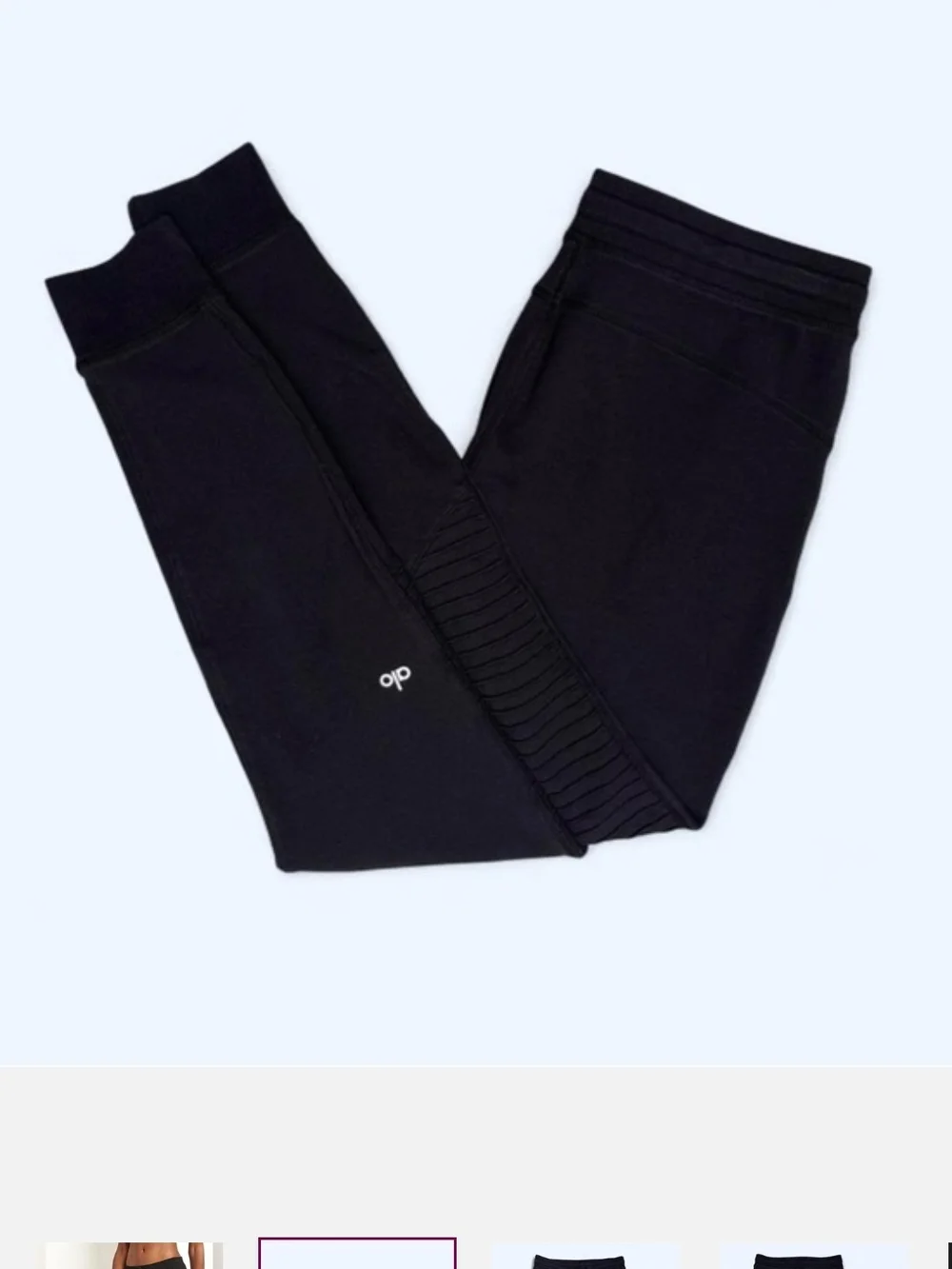 ALO Yoga Black Ribbed Moto Joggers
